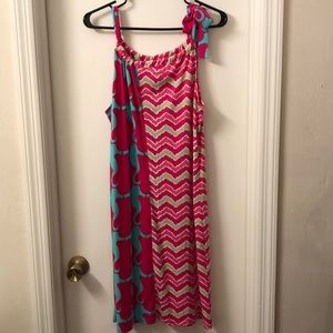 Tracy Negoshian halter tie two tone dress L